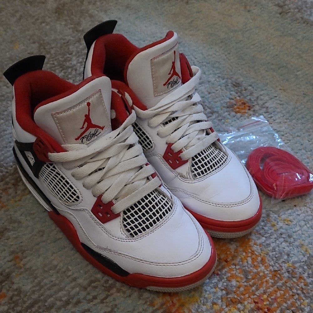 Jordan Red and White Sneakers with Air Unit and Mesh Panels